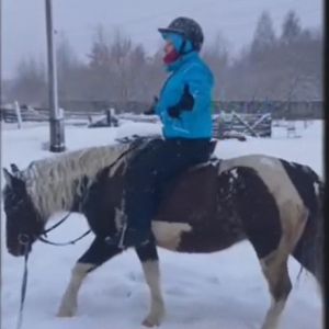 Тренировка на лошади в почтенном возрасте!